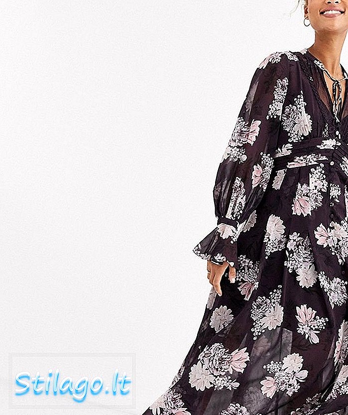 Forever New maxi dress dalam print bunga ungu-Multi