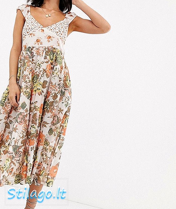 Free People Love You Abito midi stampa floreale-Bianco