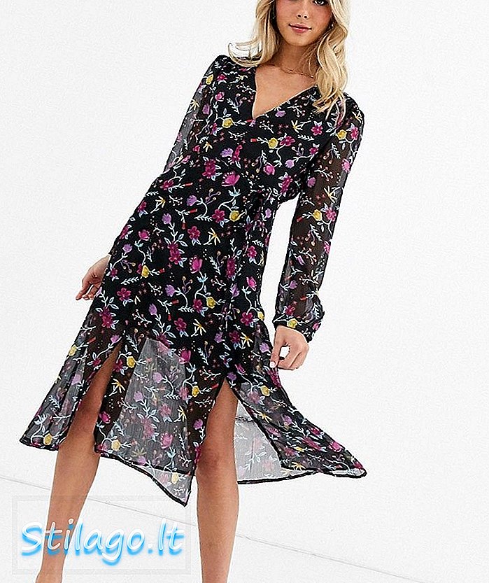 Glamurozna midi haljina u cvjetnom print-Multi