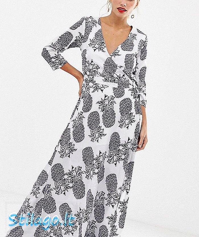 Ananász print-Multi folyékony maxi wrap ruha