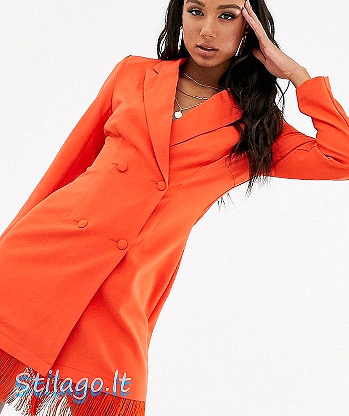 Φόρεμα σακάκι Saint Genies με περιμετρική λεπτομέρεια σε πορτοκαλί χρώμα