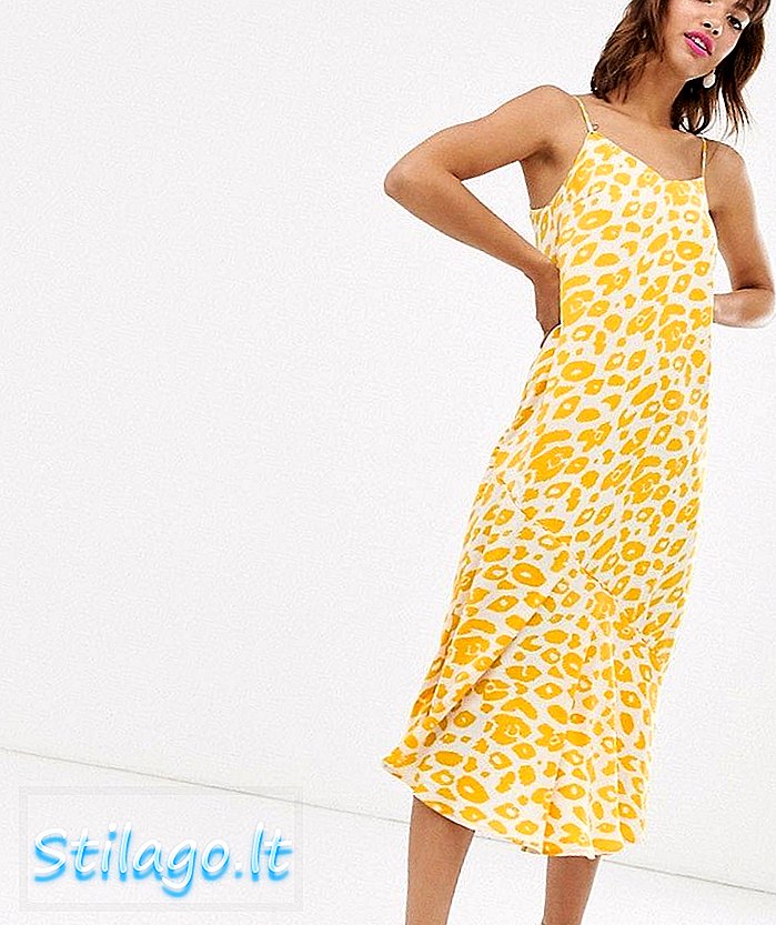 Ichi zijdeachtige midi-jurk met luipaardprint-Multi