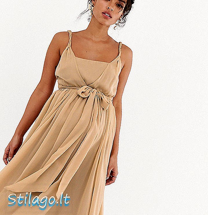 ASOS THIẾT KẾ Váy midi dạ hội voan mềm mại dành cho bà bầu với dây đeo xoắn-Multi