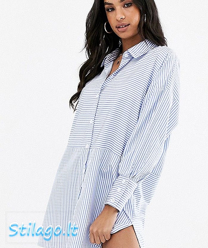 Missguided - Robe chemise oversize à rayures bleues