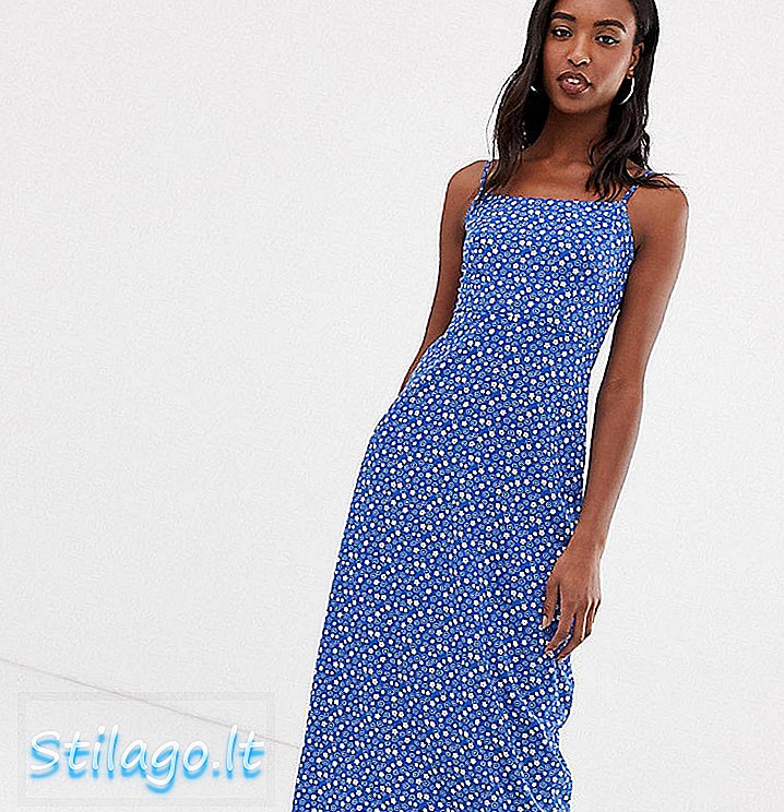 رنگ 90 لمبے لمبے پھولوں والا لباس-نیلے رنگ کا