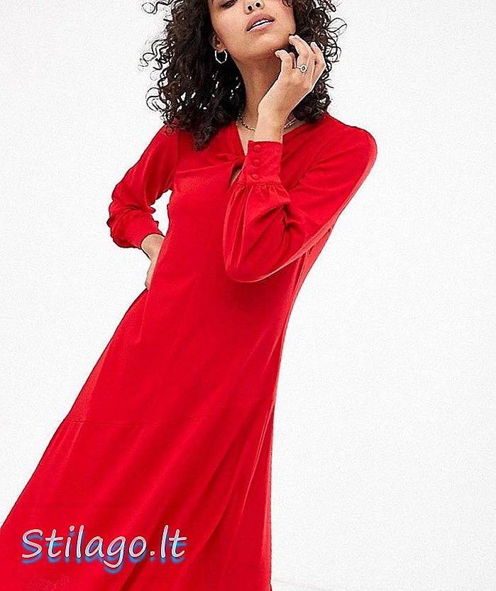 Finery Aveling twist detail midi dress-Red