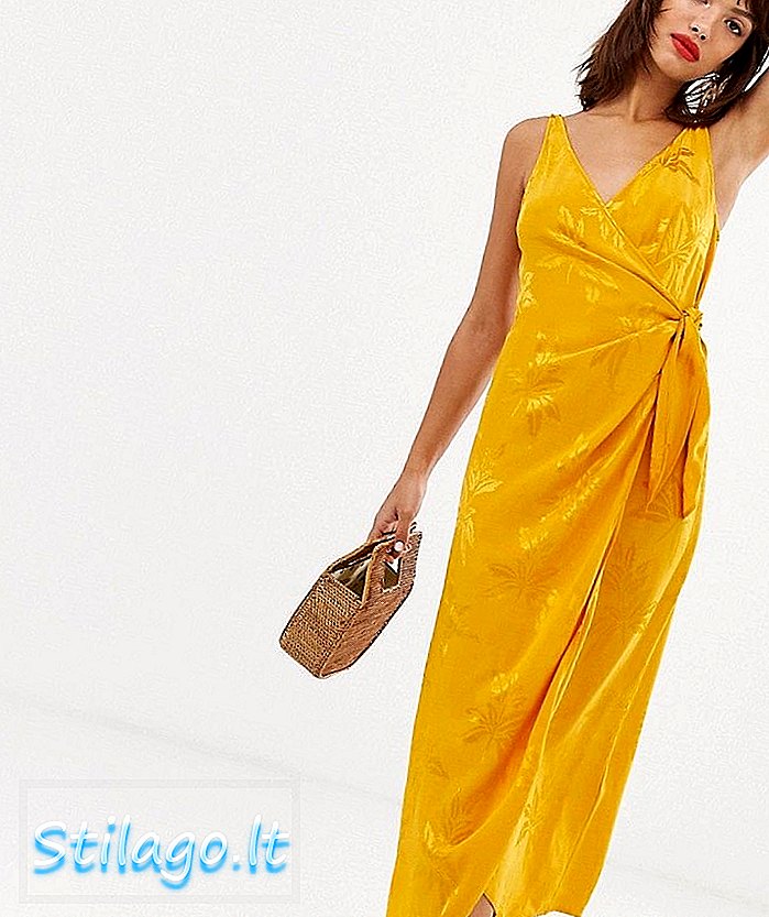 Other Other jacquard cami wrap dress สีส้ม - เหลือง