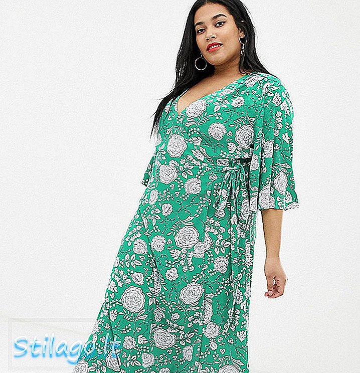 فستان Brave Soul Plus kea متوسط ​​الطول بطبعات زهور جريئة - أخضر