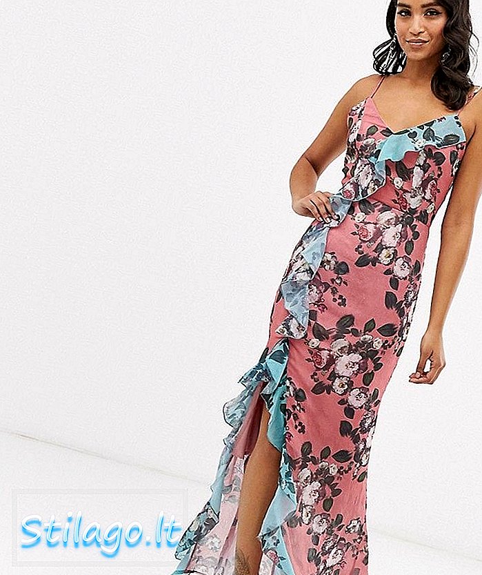 Zauvijek U omotajte prednju cami maxi haljinu s ruffle detaljima u cvjetnom print-Multi