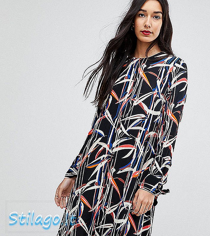 Y.A.S Tall Grafic Printed Shift Dress with Tie Sleeves-Multi