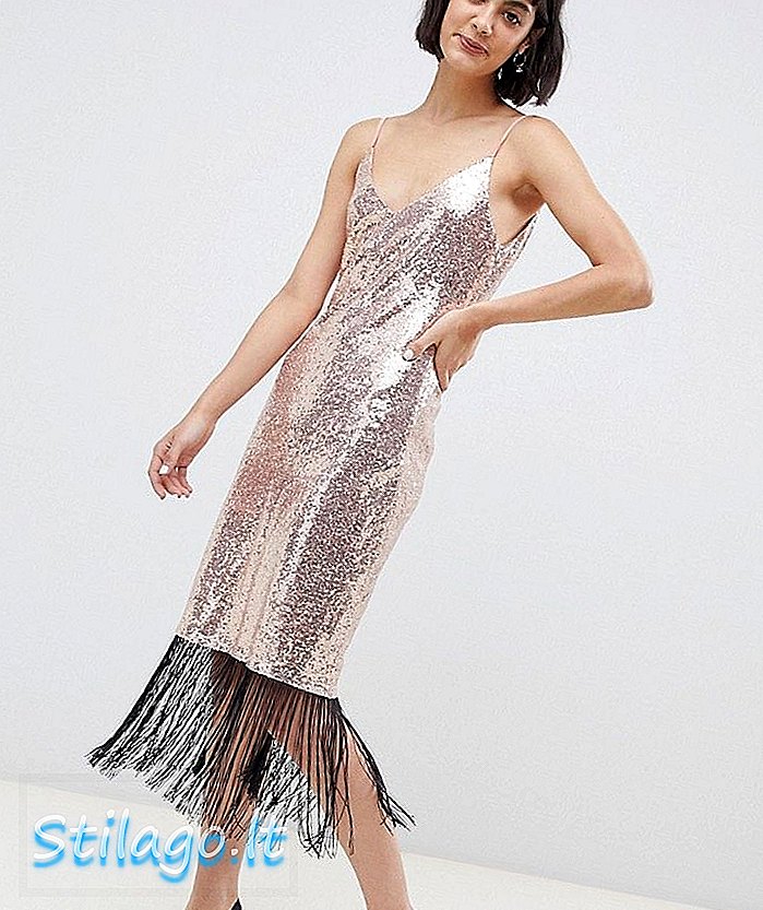שמלת קאמי Midi נצנצים ייחודית21 עם מכפלת מול