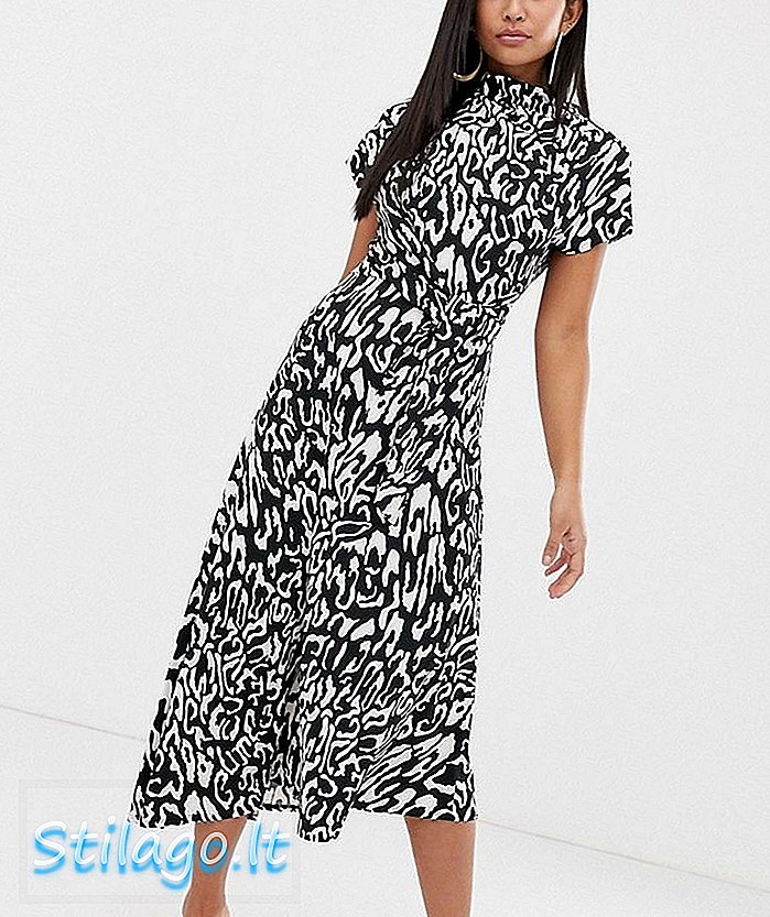 ASOS DESIGN gaun leher leher cowl maxi di mono animal-Multi