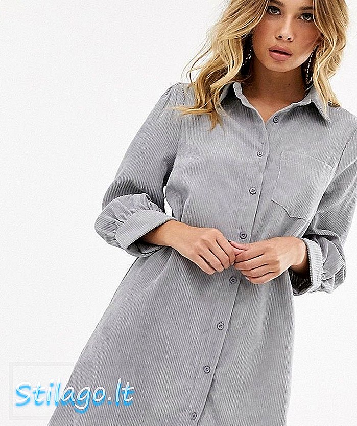 Robe chemise en cordon PrettyLittleThing en gris-Multi