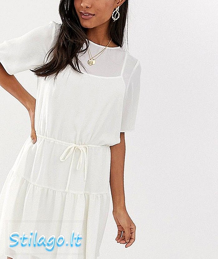ASOS DESIGN daudzpakāpju mini kleita-balta