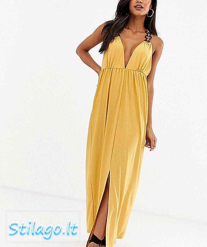 ASOS DESIGN karcsú maxi ruha, gyűrűs részlettel, sárga