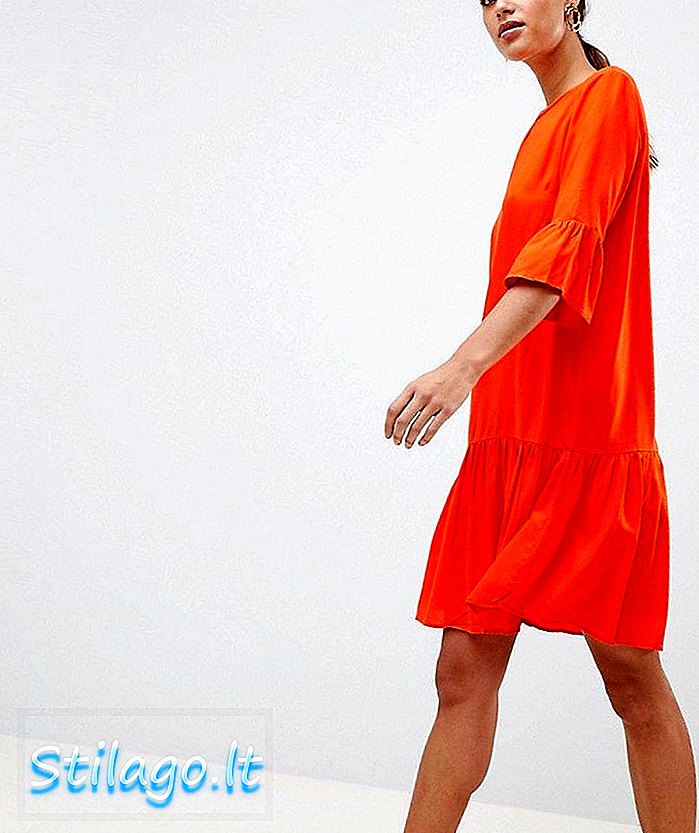 Y.A.S räfflad ärm drop mini mini klänning i orange