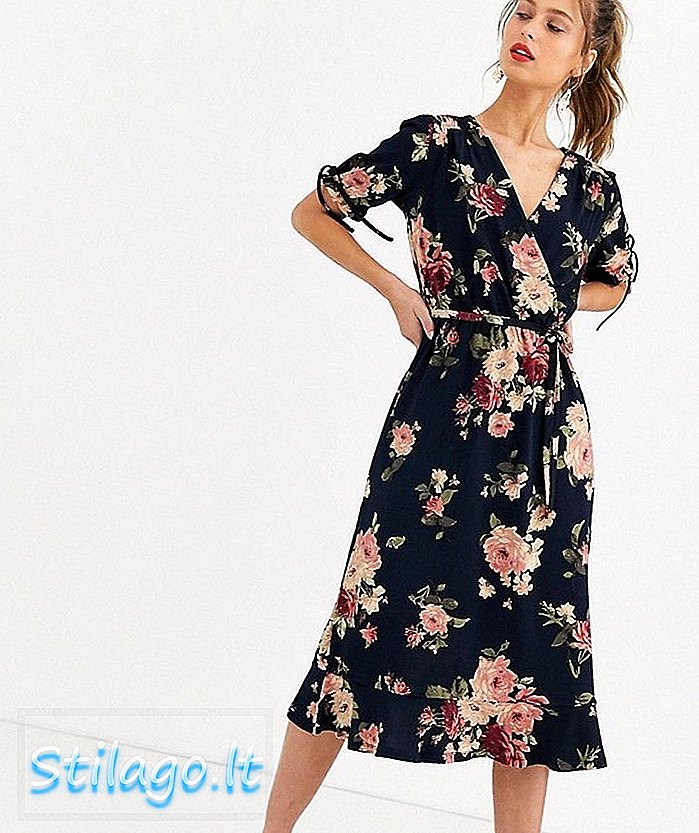 Oasis Wrap Midi Kleid in Multi Blumen