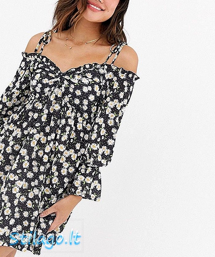 ASOS DESIGN bardot füstös nyakkendő százszorszép nyomtatással