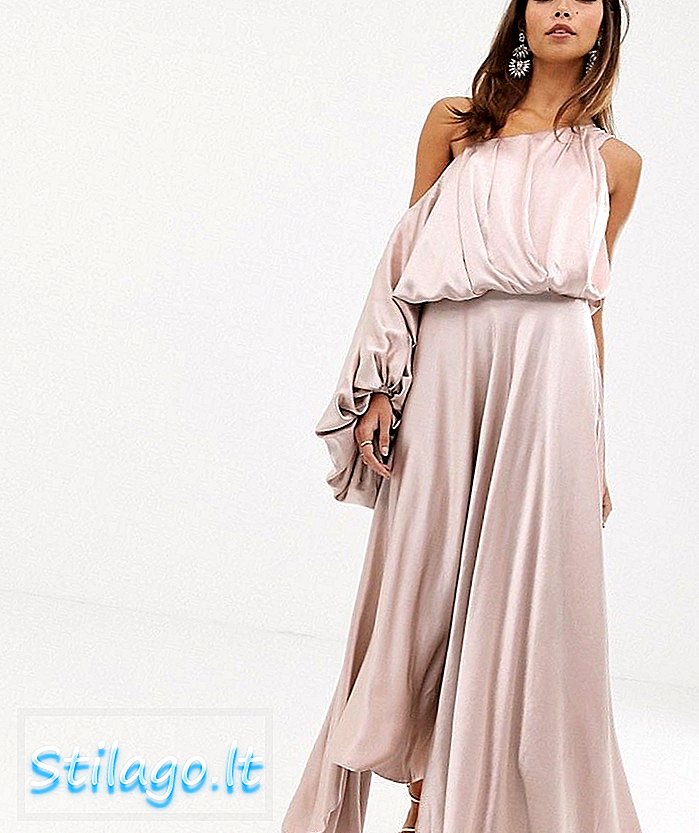 ASOS EDITION bluzowa sukienka na jedno ramię w satynowo-różowym kolorze