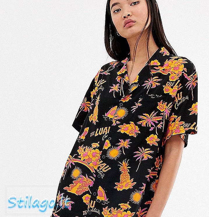 COLLUSION rochie cămașă cu imprimeu tropical-revere