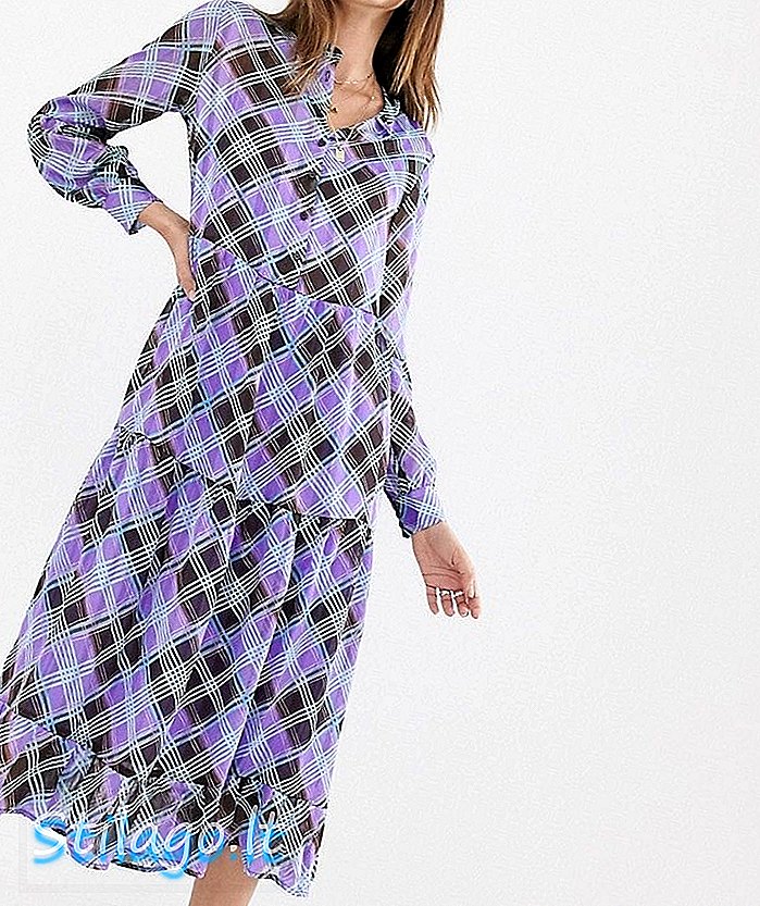 Levete Room чек с принтом уставшее платье миди-фиолетовый