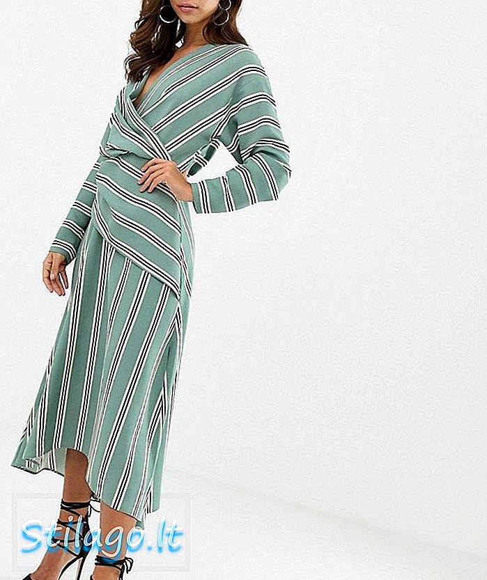 ASOS DESIGN lindad maxi-klänning i bred stripe-Multi