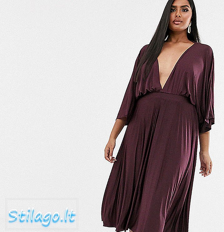 Крива ASOS DESIGN Ексклюзивна плісирована Slinky Kimono Midi плаття-фіолетове
