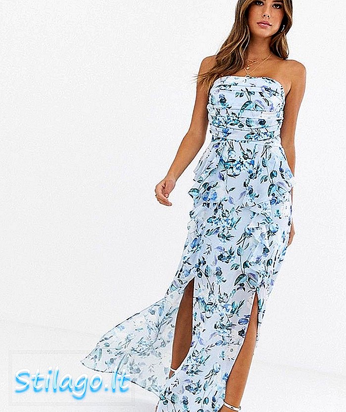 TFNC blomsterbandeau maxi-kjole med frynsende detaljer-Multi