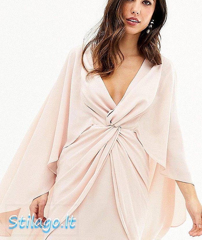 ASOS DESIGN - Mini-jurk met geknoopte voorkant en cape-roze