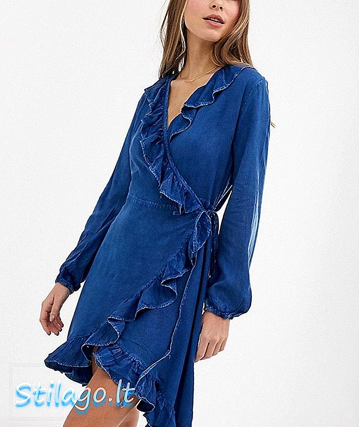 QED שמלת פרונטאלית בג'ינס בלונדון בצבע כחול לשטוף