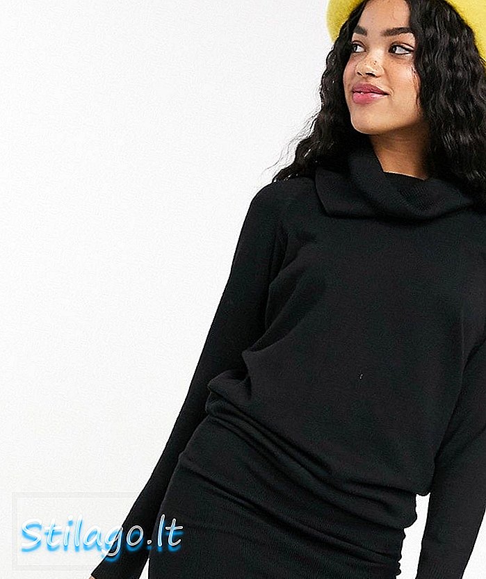 Pimkie gaun midi jumper leher tinggi berwarna hitam