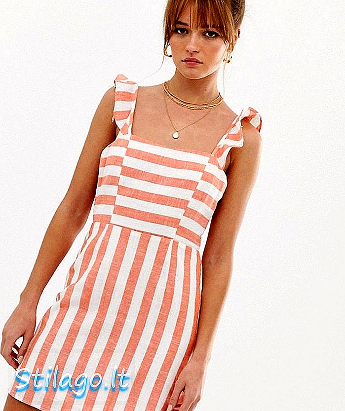 Glamorøs bindebånd minikjole i stripe-oransje