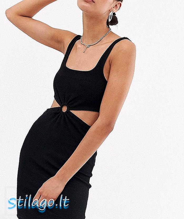 Berpakaian bodycon depan cincin bershka berwarna hitam