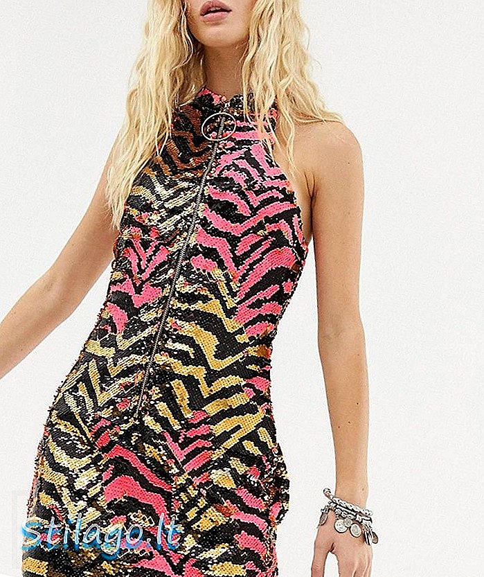 Elsie & Fred mini dress in tiger print 2 way flitr-Black