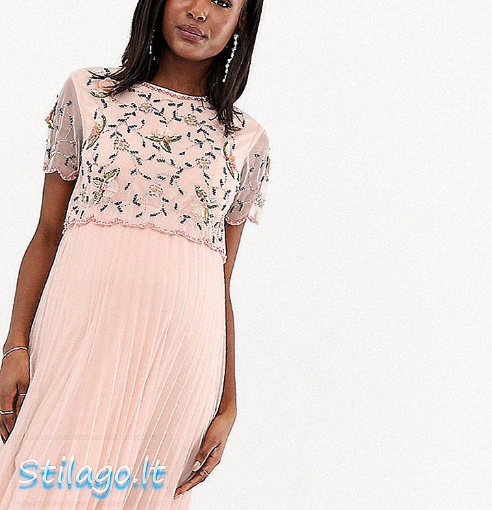 ASOS DESIGN Wzorzysta ciążowa sukienka midi z wycięciami w kolorze kremowym