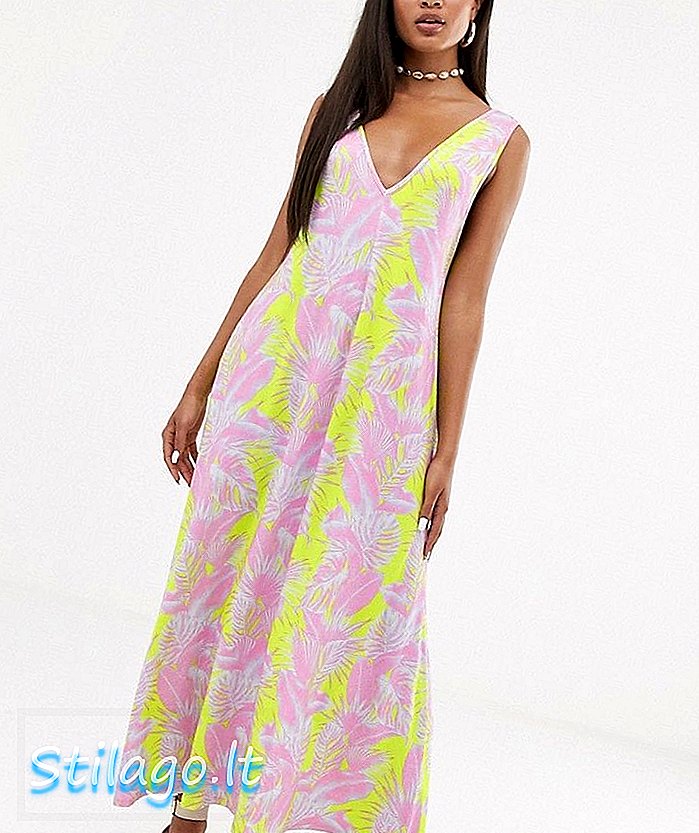 ASOS DESIGN - Trapeze maxi-jurk met roze tie-dye print-Multi