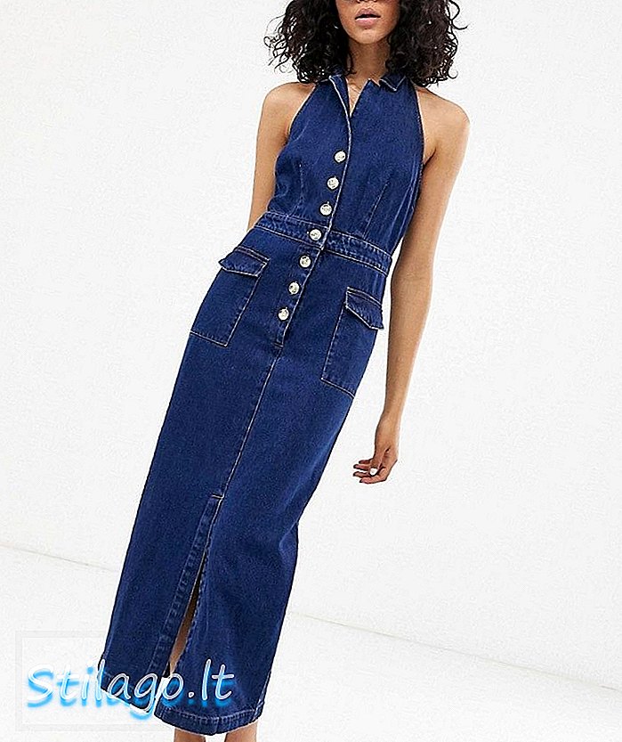 Кнопка з джинсової хустки ASOS DESIGN через плаття максі-синє