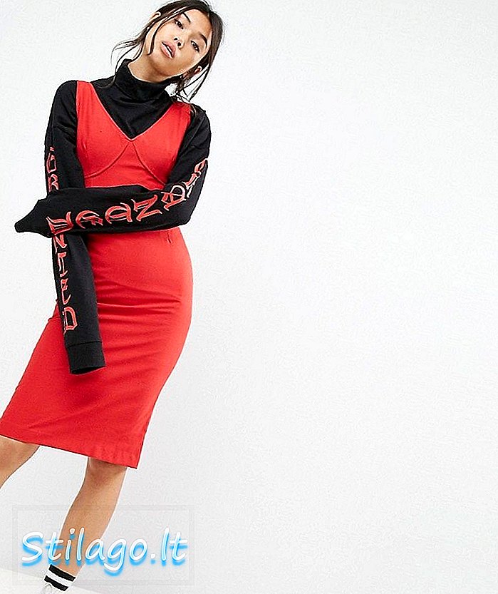 STYLENANDA שמלת עיפרון Midi Layer - אדום