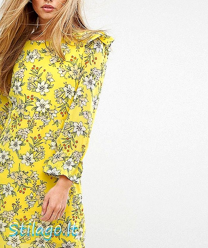 वेरो मोडा फुलांचा शिफ्ट ड्रेस-पिवळा