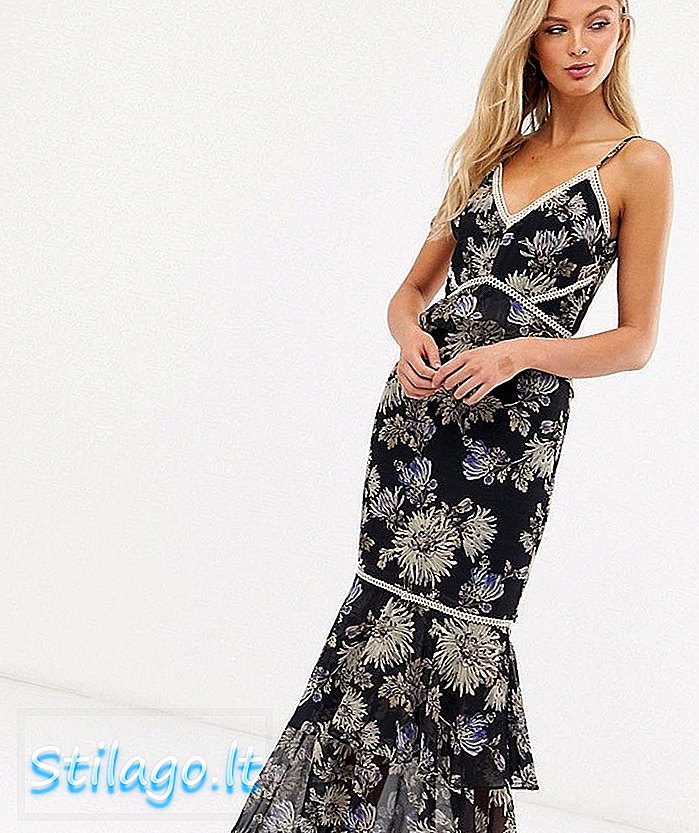 Hope & Ivy getailleerde maxi-jurk met bloemenprint-Navy
