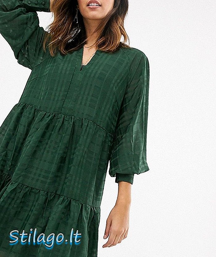 Y.A.S mini smock kjole i selvkontrol-Grøn