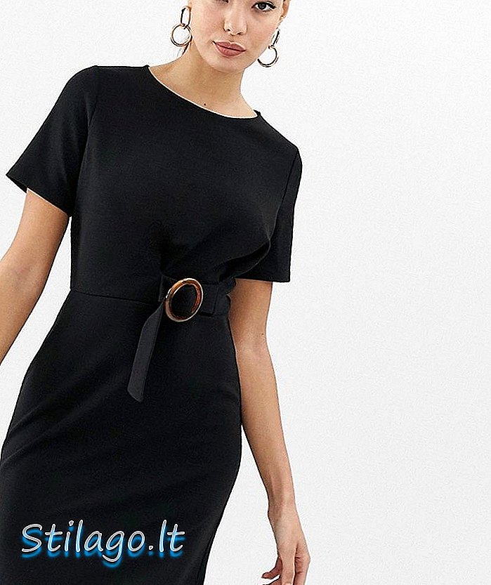 ASOS DESIGN kaplumbağa kabuğu tokalı mini elbise-Siyah