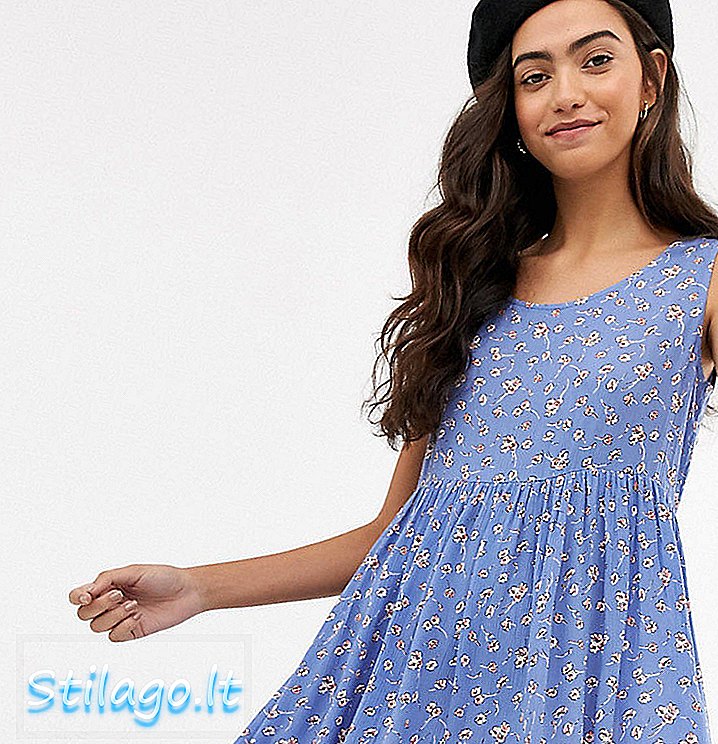 Brave Soul Tall freya smock kjole i delikat blomsterprint-Blå