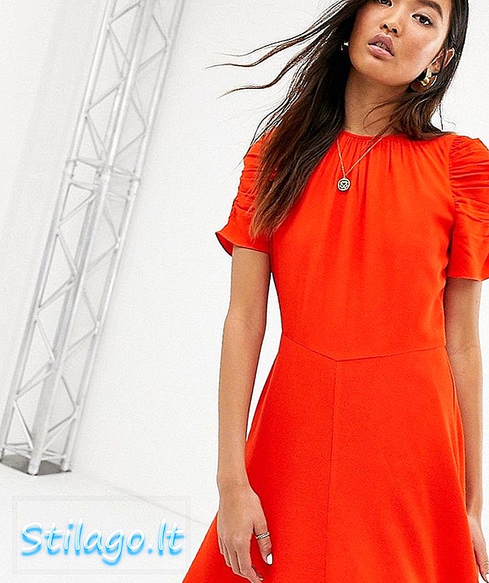 Σφυρίχτρες μίνι φόρεμα με σιμόνι και φούστα-μανίκι-Πορτοκαλί