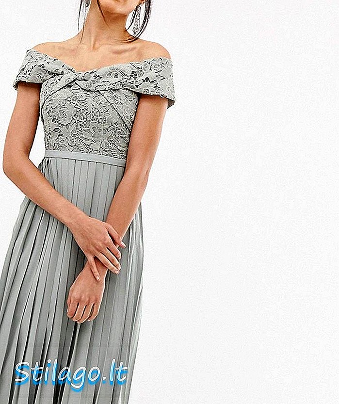 Μικρή κυρία σταυρό μπροστινή δαντέλα μεσαίο πλεκτό φόρεμα σκέιτερ σε νούφαρο-Γκρι