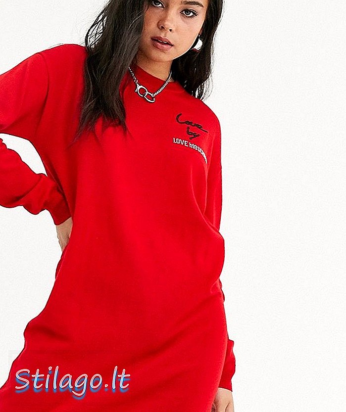 Love Moschino love by robe pull en laine logo-Rouge