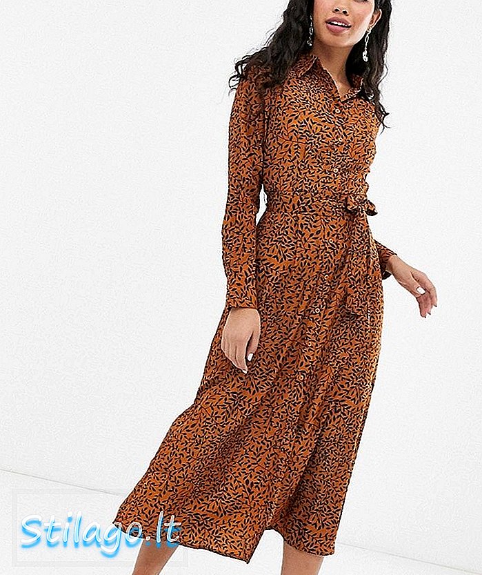 Сміливе плаття-сорочка сорочки лінни міді-коричневе