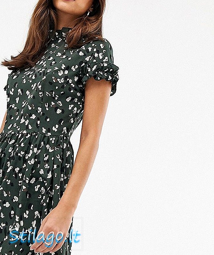 AX Paris kort frillærmet mini kjole-Grøn