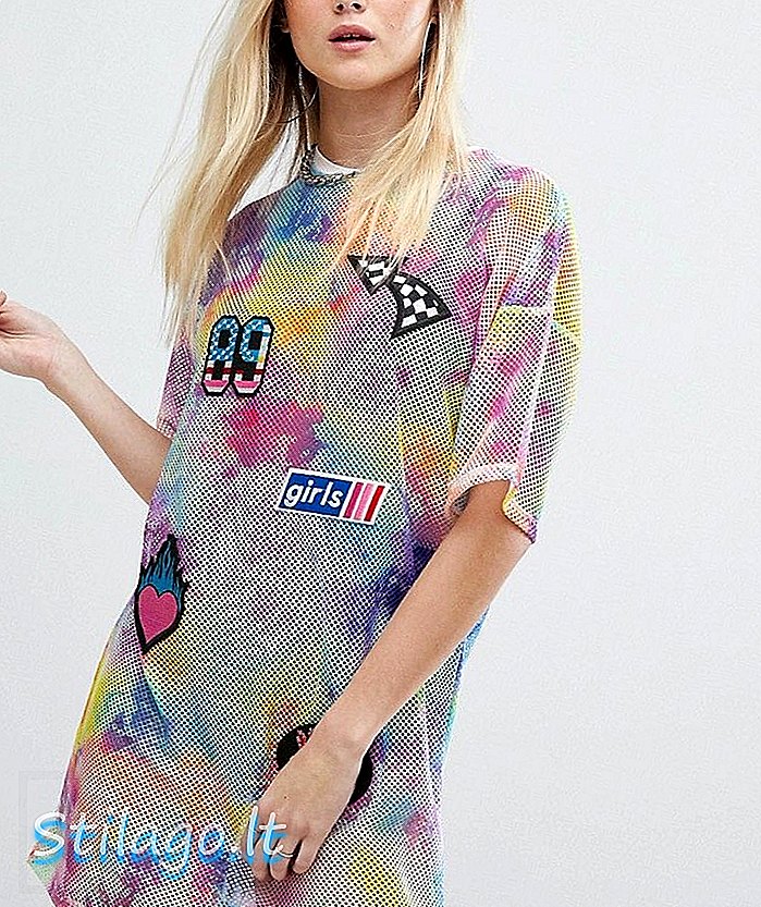 Jaded London festival impresso vestido de t-shirt de malha com emblemas-Multi