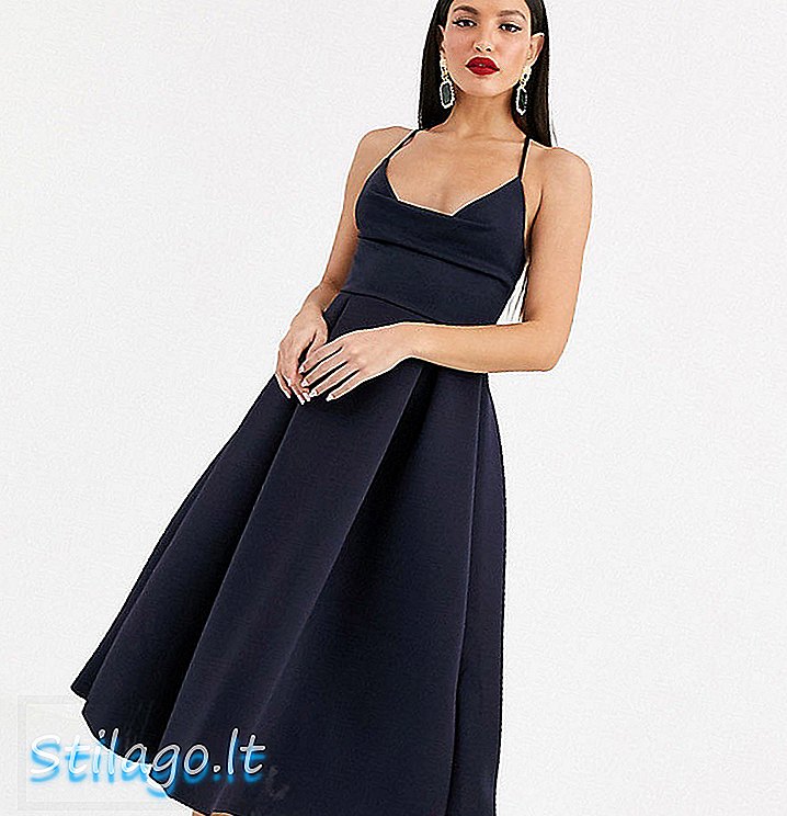 ASOS DESIGN Φόρεμα ψηλό λαιμόκοψη cami midi prom-Μαύρο